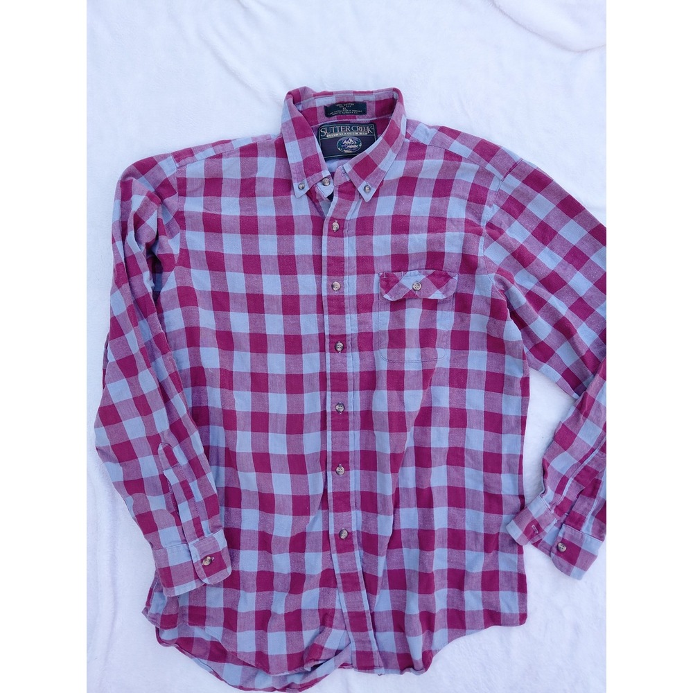 Vintage Sutter Creek Levi Strauss Mens XL Flannel Shirt Red Blue Plaid